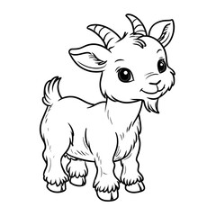Obraz premium Simple Outline Adorable Goat Cartoon Illustration for Kids Coloring Page. Ai Generated Images