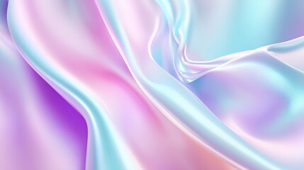 Obraz premium Satin fabric drapes softly in pastel shades of blue, pink, and lavender, capturing light in a gentle and fluid motion