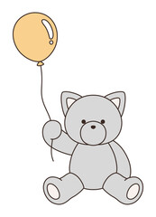 かわいい猫のぬいぐるみのベクターイラスト。ねこ、アイコン、風船