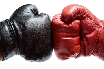 Boxing match action ring sports photography competitive environment. Isolated on transparent background, png.