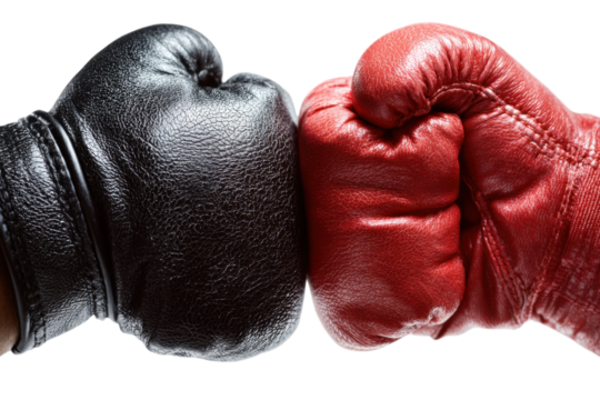 Boxing match action ring sports photography competitive environment. Isolated on transparent background, png.