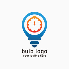 bulb and clock logo concept, smart time logos, digital icon design