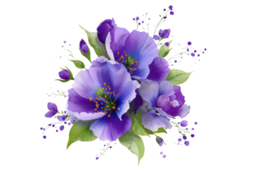 Vibrant floral arrangement botanical garden digital art close-up. Isolated on transparent background, png.