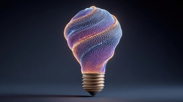 A vibrant, abstract light bulb design with colorful swirls and textures, symbolizing innovation and creativity in modern technology and lighting solutions.