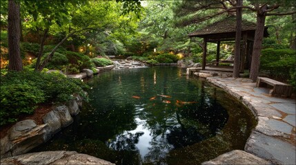 Serene Japanese Garden Pond