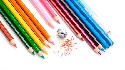 colored pencils on white background