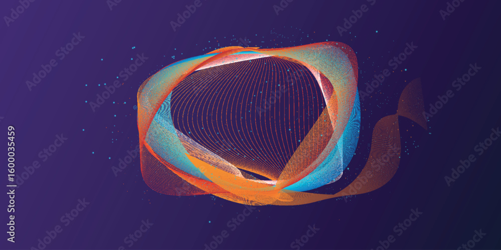 Aufkleber abstract background with glowing red and blue sound wave lines and flowing particle energy for futur