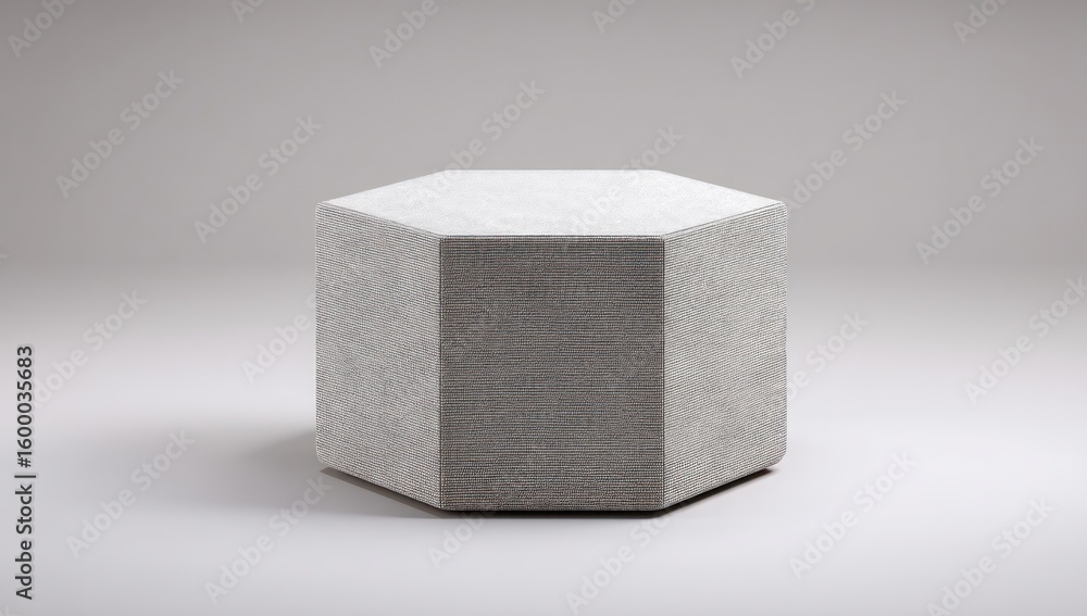 Poster 3d mockup of a modern hexagonal wool podium, soft texture, perfect for minimalistic tech product dis