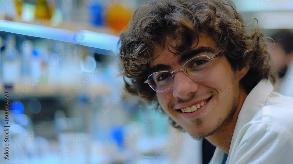 Aufkleber a scientist in a lab coat smiling at the camera, with a friendly and approachable expression