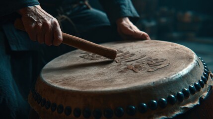 Person playing a large drum