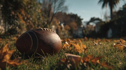 Football in Autumnal Garden