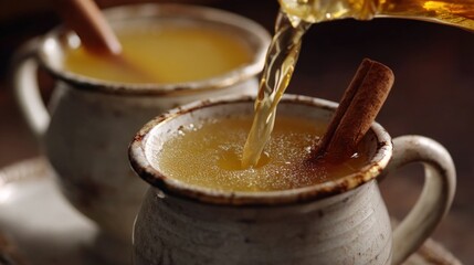 Warm drink being poured