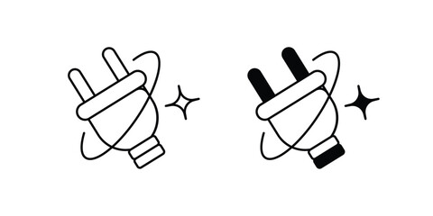 plug glyph icon with white background vector stock illustration