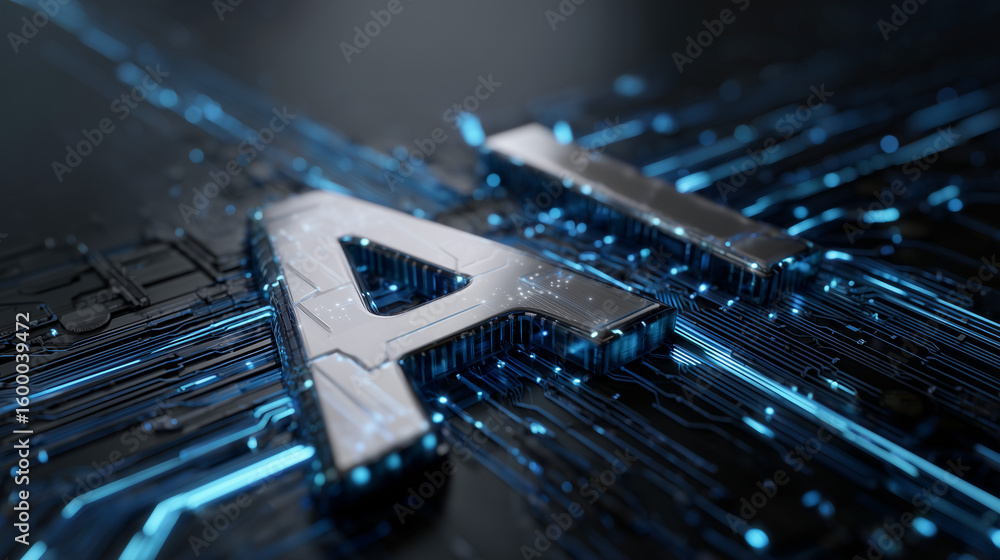 Aufkleber abstract futuristic digital technology background with glowing hologram text 