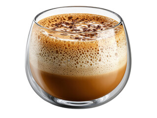 Foamy Delight: A close-up shot of a delightful and invigorating coffee, adorned with foam, offers an enticing experience for coffee enthusiasts.