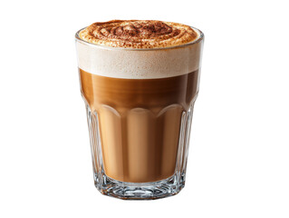 Delicious coffee Latte: A fresh and inviting latte in a glass cup. A perfect visual for coffee lovers and cafe menus. 