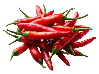 Pile of Fresh Chilies: A vibrant collection of fiery red chilies, meticulously arranged in a visually captivating display, showcasing the bold color and distinct shape of these culinary gems.