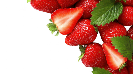 Fresh Red Strawberry Fruit Border Frame on Transparent Background