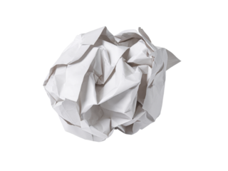 crumpled white paper ball on white background