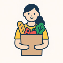 Grocery Shopping Flat Illustration

