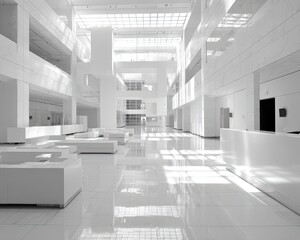 Obraz premium Modern White Interior With Bright Sunlight