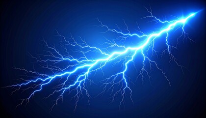 Fototapeta premium Blue lightning bolt striking through the dark night sky