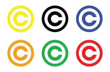 Set Copyright Color Symbol Icon Design