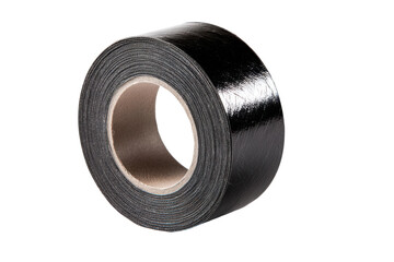 Applying black electrical tape for repairs in home workshop setting. Isolated on transparent background, png.