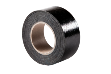 Applying black electrical tape for repairs in home workshop setting. Isolated on transparent background, png.