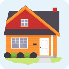 Vector icon depicting a single-story American home with modern vinyl siding