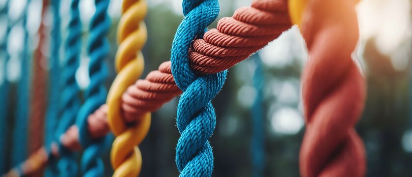 Public workout park equipped with monkey bars, parallel bars, and climbing ropes