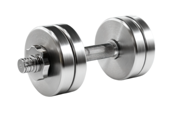 Dumbbell strength training close-up gym fitness equipment guide. Isolated on transparent background, png.