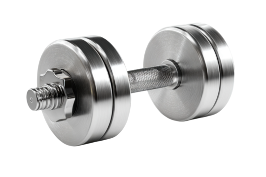 Dumbbell strength training close-up gym fitness equipment guide. Isolated on transparent background, png.