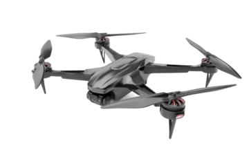 Drone flight showcase open field high-tech imagery aerial view. Isolated on transparent background, png.
