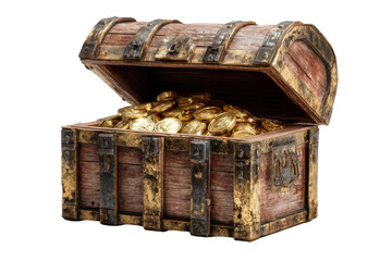 Treasure discovery ancient chest fantasy setting artistic render. Isolated on transparent background, png.