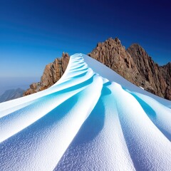 Wind Sculpted Snowdrifts on a High Altitude Mountain Peak
