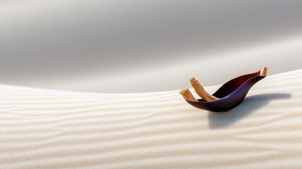 Windblown Sand Ripples and Dark Driftwood on a Beach