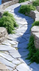 Winding Stone Path Through Ancient Ruins