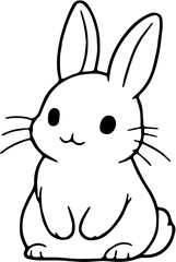 Minimalist illustration of a white rabbit in profile, set against a clean white backdrop.