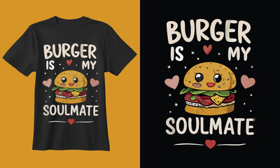 Cute burger soulmate t shirt design with hearts
