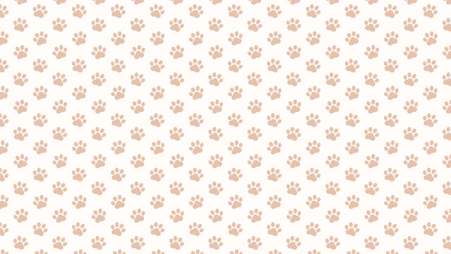 Seamless light brown paw print pattern on cream background. Cute dog and cat footprints, ideal for pet-themed fabric, wrapping paper, kids’ room decor, nursery prints, and digital scrapbooking
