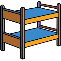 Illustration of a yellow and black bunk bed isolated on transparent background