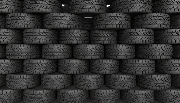 Stacked grey tires - Powered by Adobe