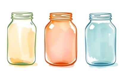 Abstract Watercolor Jars &ndash; Jars rendered in abstract watercolo