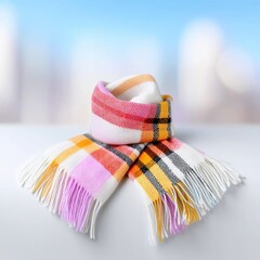 Woolen Tartan Plaid Scarf in Red Green and Navy