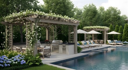 swimming pool in the park and with a hotel facilities