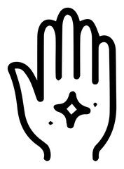 Hand with Diamond Star Symbol Illustration Magic and Spirituality Theme