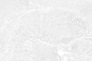 White water with ripples on the surface. Defocus blurred transparent white colored clear calm water surface texture with splashes and bubbles. Water waves with shining pattern texture background.