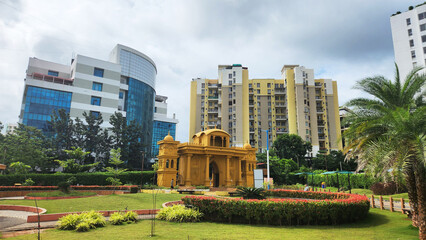 Pune city residential and IT buildings with park view 