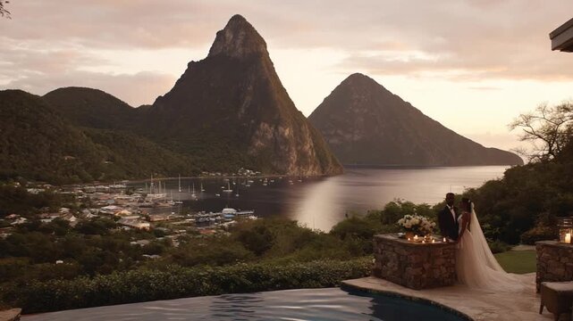 Romantic Wedding Overlooking the Majestic Pitons in Saint Lucia Island Paradise Escape